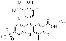 5-[(3-Carboxy-5-methyl-4-oxo-2,5-cyclohexadien-1-ylidene)(2,6-dichloro-4-sulfophenyl)methyl]-2-hydroxy-3-methylbenzoic acid sodium salt molecular structure (CAS 93917-98-7)