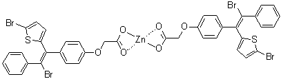 (T-4)-Bis[[4-[2-bromo-1-(5-bromo-2-thienyl)-2-phenylethenyl]phenoxy]acetato-O1,O2]zinc molecular structure (CAS 93919-40-5)