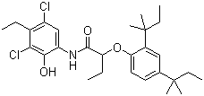 2-(2,4-Bis(tert-pentyl)phenoxy)-N-(3,5-dichloro-4-ethyl-2-hydroxyphenyl)butyramide molecular structure (CAS 93951-12-3)