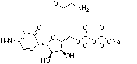 胞苷 5'-(三氢二磷酸酯)与2-氨基乙醇的化合物单钠盐分子结构 (CAS 93980-55-3)