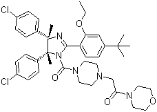 2-[4-[[(4S,5R)-4,5-Bis(4-chlorophenyl)-2-[4-(1,1-dimethylethyl)-2-ethoxyphenyl]-4,5-dihydro-4,5-dimethyl-1H-imidazol-1-yl]carbonyl]-1-piperazinyl]-1-(4-morpholinyl)ethanone molecular structure (CAS 939981-37-0)