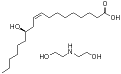 (9Z,12R)-12-羟基-9-十八碳烯酸单二乙醇胺盐分子结构 (CAS 94232-00-5)