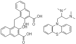 4,4'-Methylenebis[3-hydroxy-2-naphthalenecarboxylic acid] compd. with N,N,N',N'-tetramethyl-3-(10H-phenothiazin-10-yl)-1,2-propanediamine (1:1) molecular structure (CAS 94292-02-1)