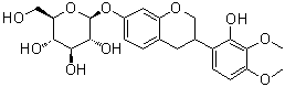 3,4-Dihydro-3-(2-hydroxy-3,4-dimethoxyphenyl)-2H-1-benzopyran-7-yl beta-D-glucopyranoside molecular structure (CAS 94367-43-8)
