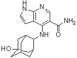 structure of CAS# 944118-01-8, Peficitinib;4-[(trans-5-Hydroxyadamantan-2-yl)amino]-1H-pyrrolo[2,3-b]pyridine-5-carboxamide; ASP 015K