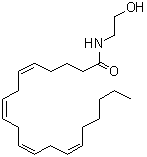 structure of CAS# 94421-68-8, Arachidonylethanolamide;(5Z,8Z,11Z,14Z)-N-(2-Hydroxyethyl)-5,8,11,14-eicosatetraenamide; Anandamide; Arachidonoyl ethanolamide
