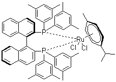 Chloro[(S)-(-)-2,2'-bis[di(3,5-xylyl)phosphino]-1,1'-binaphthyl](p-cymene)ruthenium(II) chloride molecular structure (CAS 944451-24-5)