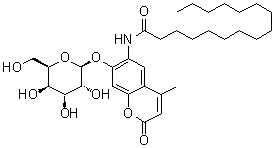 N-[7-(beta-D-Galactopyranosyloxy)-4-methyl-2-oxo-2H-1-benzopyran-6-yl]hexadecanamide molecular structure (CAS 94452-17-2)