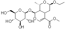 structure of CAS# 945721-10-8, 7-O-Ethylmorroniside;(1S,3R,4aS,8S,8aS)-3-Ethoxy-8-(beta-D-glucopyranosyloxy)-4,4a,8,8a-tetrahydro-1-methyl-1H,3H-pyrano[3,4-c]pyran-5-carboxylic acid methyl ester