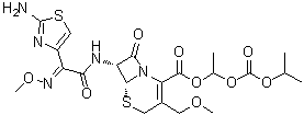 1-[[(1-Methylethoxy)carbonyl]oxy]ethyl (6R,7R)-7-[[(2E)-2-(2-amino-4-thiazolyl)-2-(methoxyimino)acetyl]amino]-3-(methoxymethyl)-8-oxo-5-thia-1-azabicyclo[4.2.0]oct-2-ene-2-carboxylate molecular structure (CAS 947692-13-9)