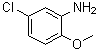 structure of CAS# 95-03-4, 5-Chloro-2-methoxybenzenamine;2-Amino-4-chloroanisole; 2-Methoxy-5-chloroaniline; 4-Chloro-2-aminoanisole; 5-Chloro-2-methoxyaniline; 5-Chloro-o-anisidine; C.I. 37120, free base; NSC 6114; Tulabase Fast Red R; Tulabase Fast Red RC