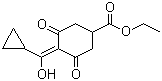 structure of CAS# 95266-40-3, Trinexapac-ethyl;4-(Cyclopropyl-alpha-hydroxymethylene)-3,5-dioxo-cyclohexanecarboxylic acid ethyl ester; Ethyl 4-cyclopropyl(hydroxy)methylene-3,5-dioxocyclohexanecarboxylate