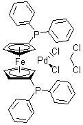 [1,1'-双(二苯基膦)二茂铁]二氯化钯二氯甲烷络合物分子结构 (CAS 95464-05-4)