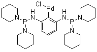 (2,6-双((二(哌啶-1-基)膦)氨基)苯基)氯化钯分子结构 (CAS 955035-37-7)