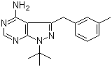 4-Amino-1-tert-butyl-3-(3-methylbenzyl)pyrazolo[3,4-d]pyrimidine molecular structure (CAS 956025-83-5)