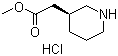 结构式 CAS# 957471-98-6, (S)-2-(哌啶-3-基)乙酸甲酯盐酸盐