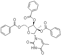 5-甲基-2'-C-甲基尿苷 2',3',5'-三苯甲酸酯分子结构 (CAS 957535-53-4)