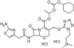 头孢替安海替酯盐酸盐分子结构 (CAS 95789-30-3)