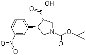 结构式 CAS# 959577-50-5, N-Boc-(3S,4R)-4-(3-硝基苯基)吡咯烷-3-羧酸