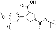 structure of CAS# 959580-91-7, (3S,4R)-1-Boc-4-(3,4-dimethoxyphenyl)pyrrolidine-3-carboxylic acid;Boc-(3S,4R)-beta-Pro-4-(3,4-dimethoxyphenyl)-OH