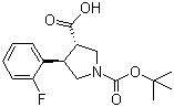 结构式 CAS# 959581-02-3, N-Boc-(3S,4R)-4-(2-氟苯基)吡咯烷-3-羧酸