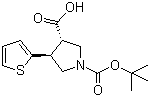 structure of CAS# 959581-75-0, (3S,4S)-1-Boc-4-(2-thienyl)pyrrolidine-3-carboxylic acid;Boc-(3S,4S)-beta-Pro-4-(2-thienyl)-OH