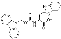 structure of CAS# 959583-56-3, (alphaS)-alpha-[[(9H-Fluoren-9-ylmethoxy)carbonyl]amino]-2-benzothiazolepropanoic acid