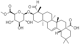 (3beta,4alpha)-17-Carboxy-23-oxo-28-norolean-12-en-3-yl-beta-D-glucopyranosiduronic acid 6-methyl ester molecular structure (CAS 96553-02-5)