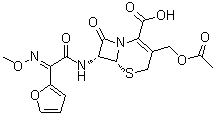 [6R-[6alpha,7beta(E)]]-3-[(Acetyloxy)methyl]-7-[[2-furanyl(methoxyimino)acetyl]amino]-8-oxo-5-thia-1-azabicyclo[4.2.0]oct-2-ene-2-carboxylic acid molecular structure (CAS 97232-98-9)