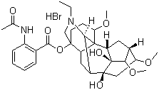 structure of CAS# 97792-45-5, Lappaconitine hydrobromide;(1a,14a,16b)-20-Ethyl-1,14,16-trimethoxyaconitane-4,8,9-triol 4-(2-(acetylamino)benzoate) hydrobromide; Allapinine