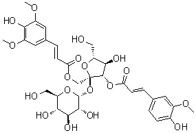 1-O-[3-(4-Hydroxy-3,5-dimethoxyphenyl)-1-oxo-2-propen-1-yl]-3-O-[3-(4-hydroxy-3-methoxyphenyl)-1-oxo-2-propen-1-yl]-beta-D-fructofuranosyl alpha-D-glucopyranoside molecular structure (CAS 98942-06-4)