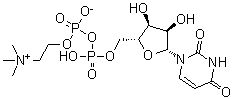 尿苷 5'-(二磷酸三氢酯) P'-[2-(三甲基铵基)乙基]酯内盐分子结构 (CAS 99492-83-8)