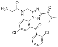 structure of CAS# 99593-25-6, Rilmazafone;5-[[(2-aminoacetyl)amino]methyl]-1-[4-chloro-2-(2-chlorobenzoyl)phenyl]-N,N-dimethyl-1,2,4-triazole-3-carboxamide