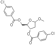 Methyl 2-deoxy-D-erythro-pentofuranoside bis(4-chlorobenzoate) molecular structure (CAS 99886-53-0)