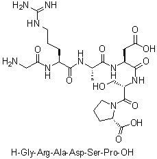 甘氨酰-L-精氨酰-L-丙氨酰-L-alpha-天冬氨酰-L-丝氨酰-L-脯氨酸分子结构 (CAS 99896-86-3)